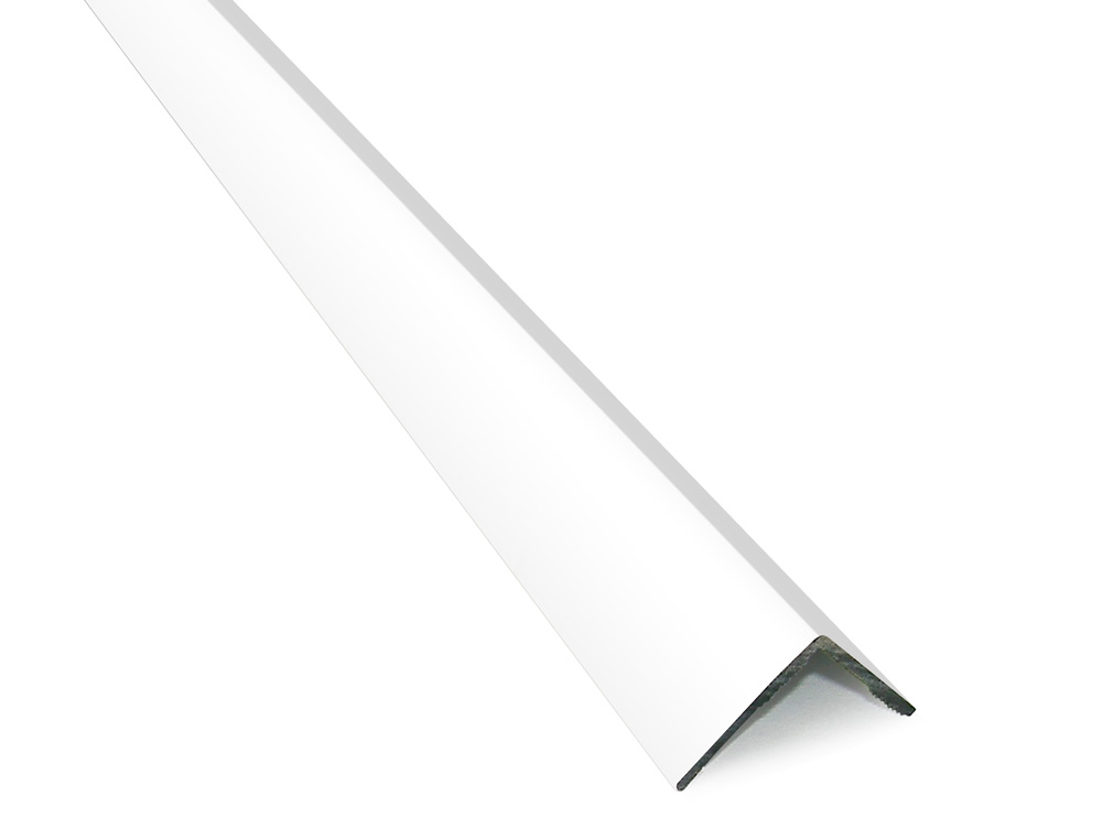 Уголок ПВХ узкий с ламинацией ПВХ (белый шагрень) для изготовления рамок