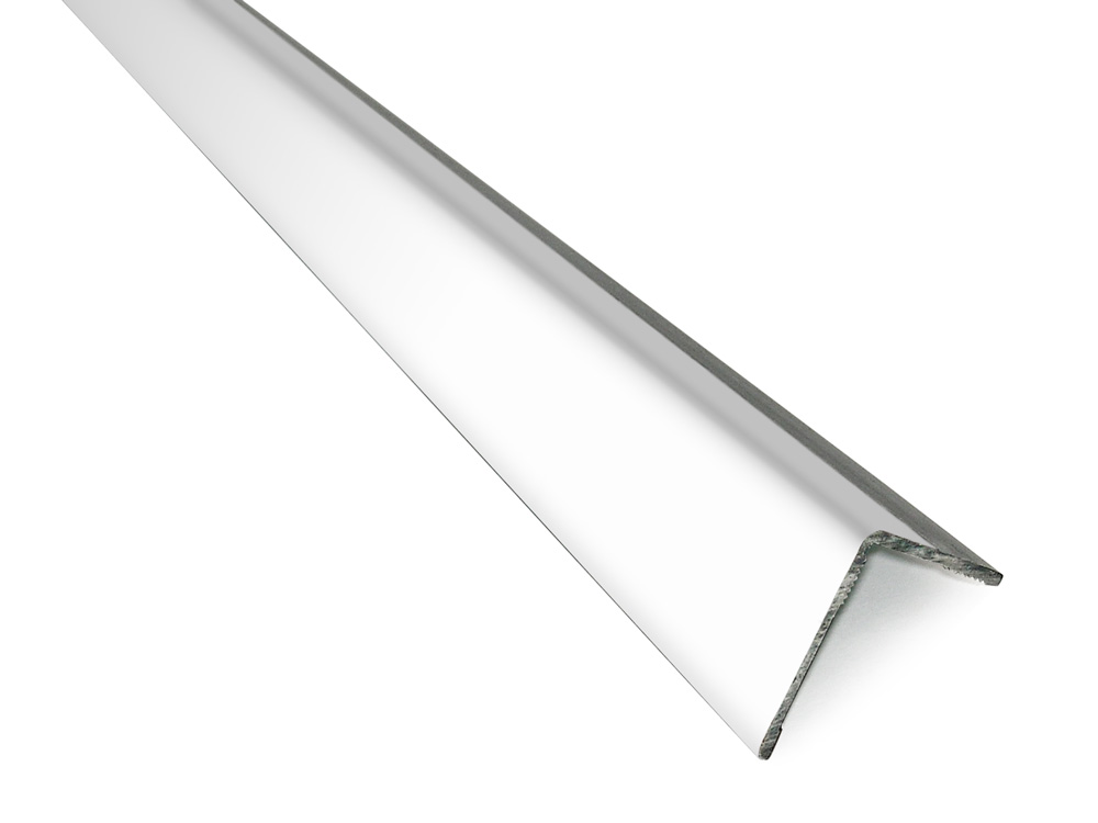 Уголок ПВХ широкий с ламинацией ПВХ (белый шагрень) для изготовления рамок