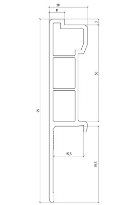 Профиль ПВХ 3-х камерный с ламинацией ПВХ (черый шагрень) для изготовления крышек