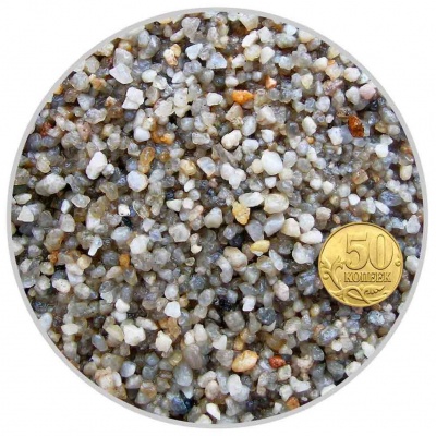 Кварцевый песок Биодизайн серый 2-5мм. Пакет 4л. 5кг.
