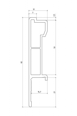 Профиль ПВХ 2-х камерный с ламинацией ПВХ (белый шагрень) для изготовления крышек
